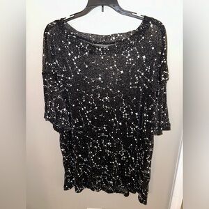SHEIN Mesh Starry Short Sleeve Top